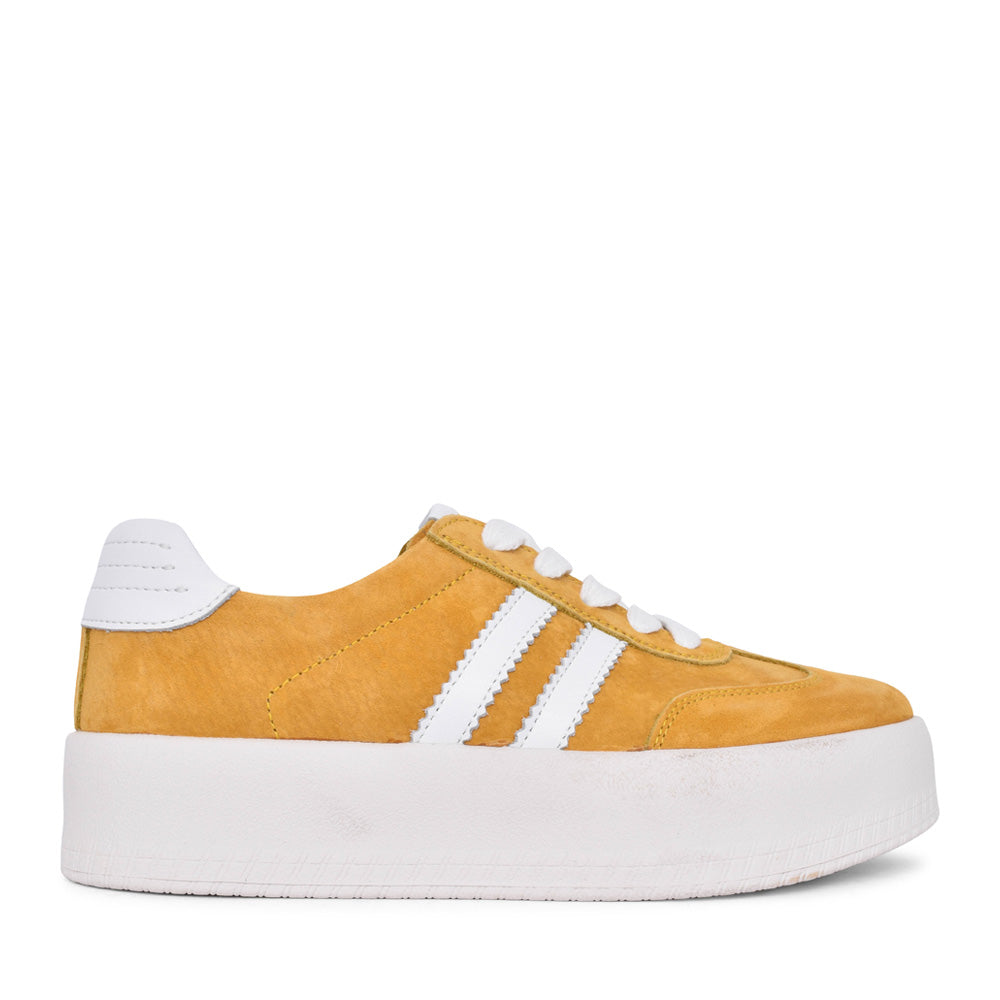 Ladies Seventy Eight Laced Trainer In Sunflower