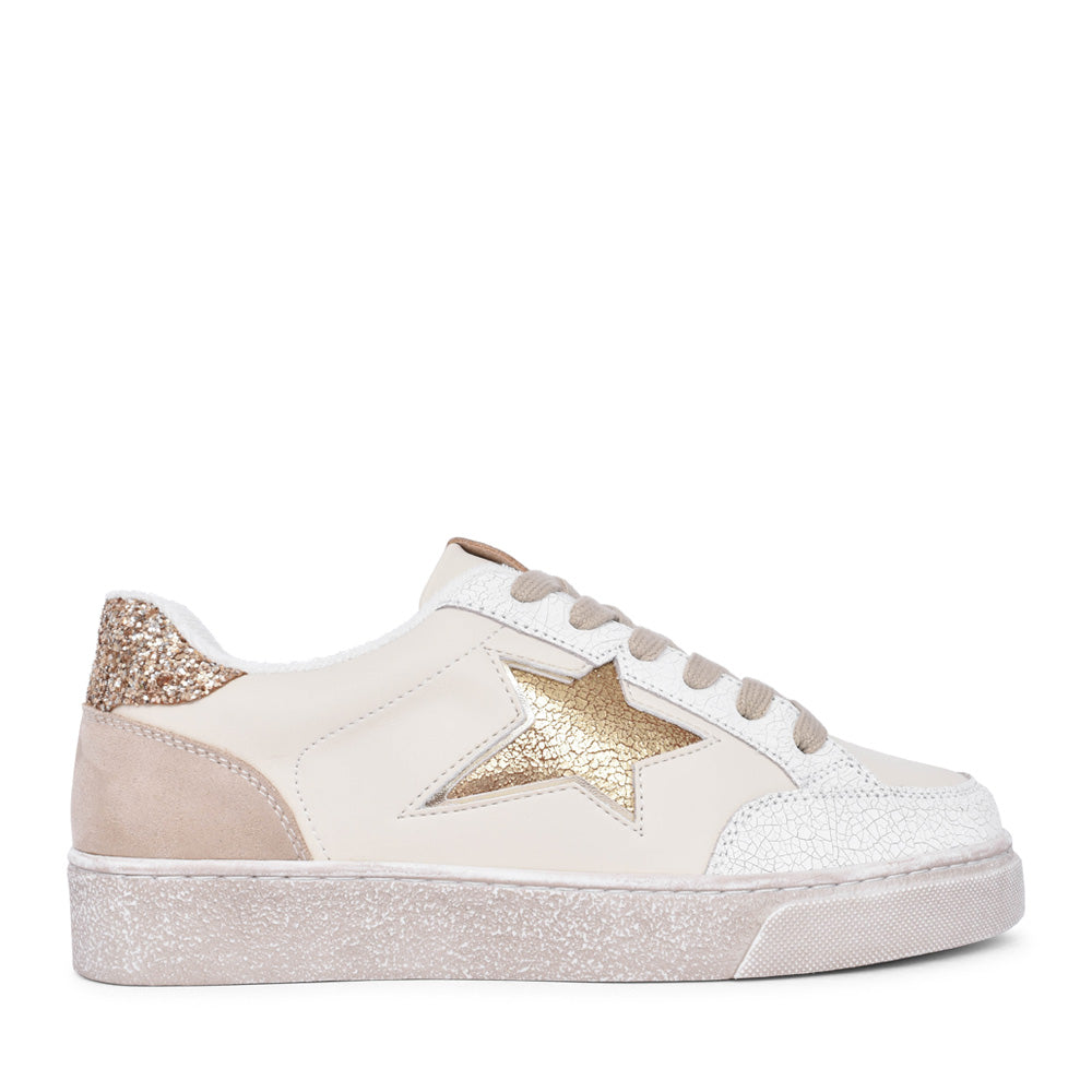 Ladies Fifty Eight Laced Trainer In Gold