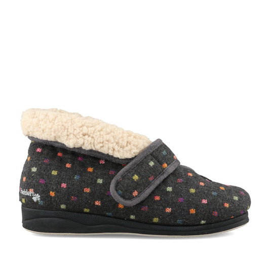 Ladies Bess 3464 Wide Fit Bootie Slipper In Charcoal