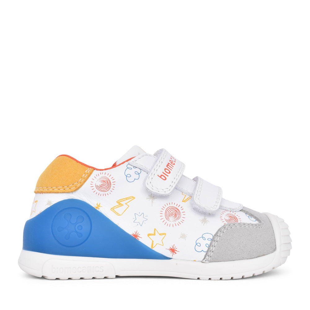 Boys 252115 Double Velcro Shoe In White Multi