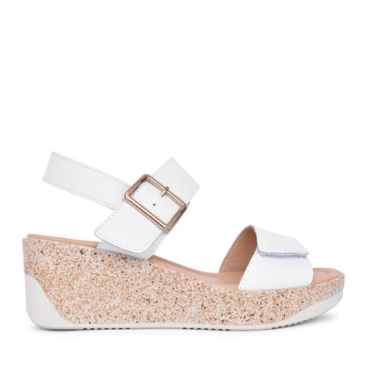 Ladies Rapallo Wedge Sandal In White