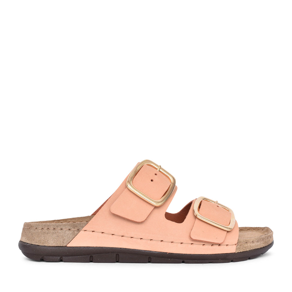 Ladies 5879 Double Strap Mule In Peach
