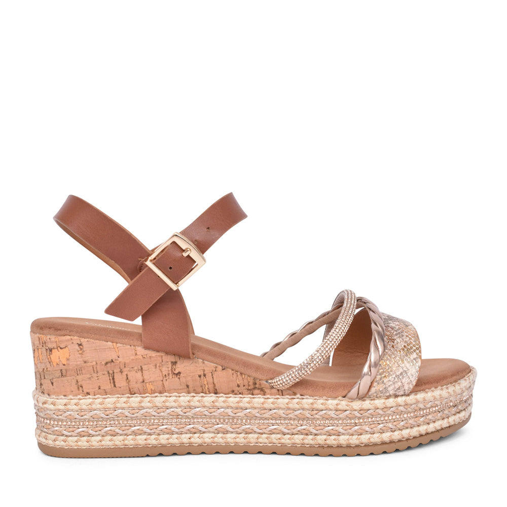 Ladies 6w8913-40 Wedge Sandal In Tan