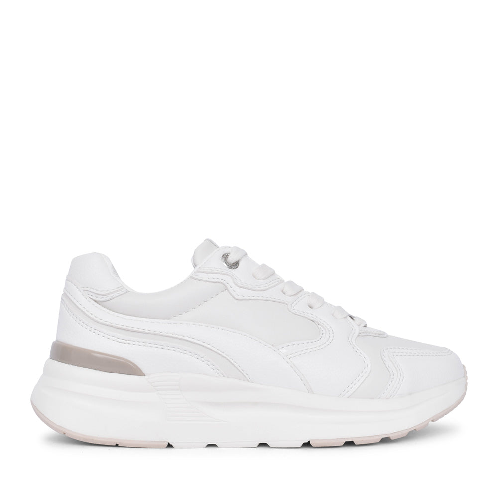 Ladies Berard Maher Laced Trainer In White