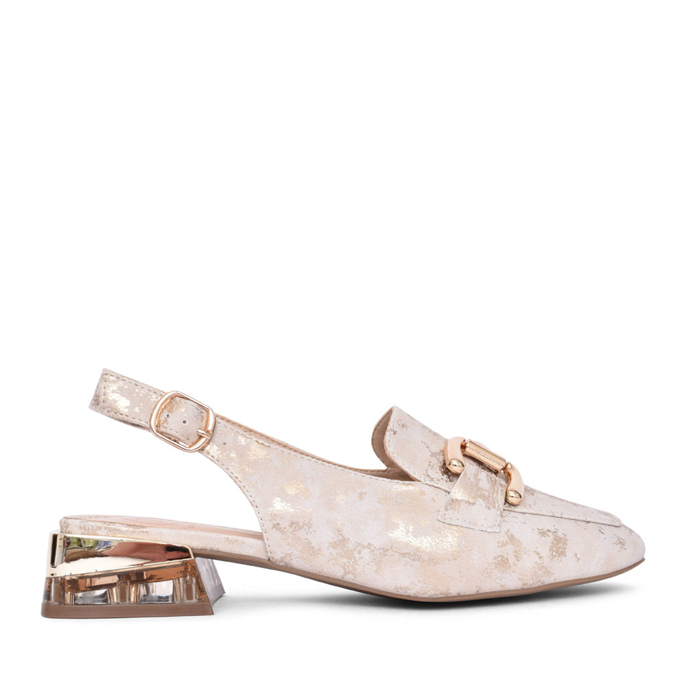 Ladies Diraz Sling Back Shoe In Gold