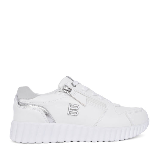 Ladies Ai607 Laced Trainer In White