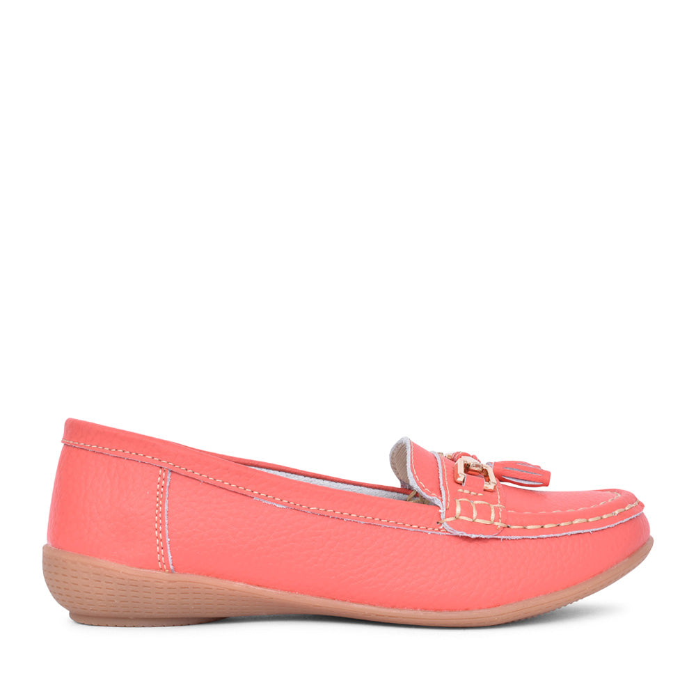 Ladies Nautical Slip-on Shoe In Coral
