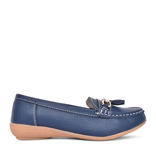 Ladies Nautical Slip-on Shoe In Dark Blue