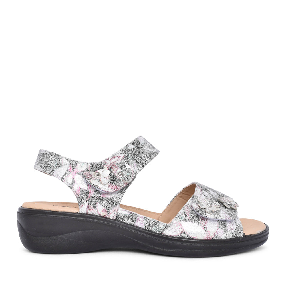Ladies Azalea Velcro Sandal In Silver