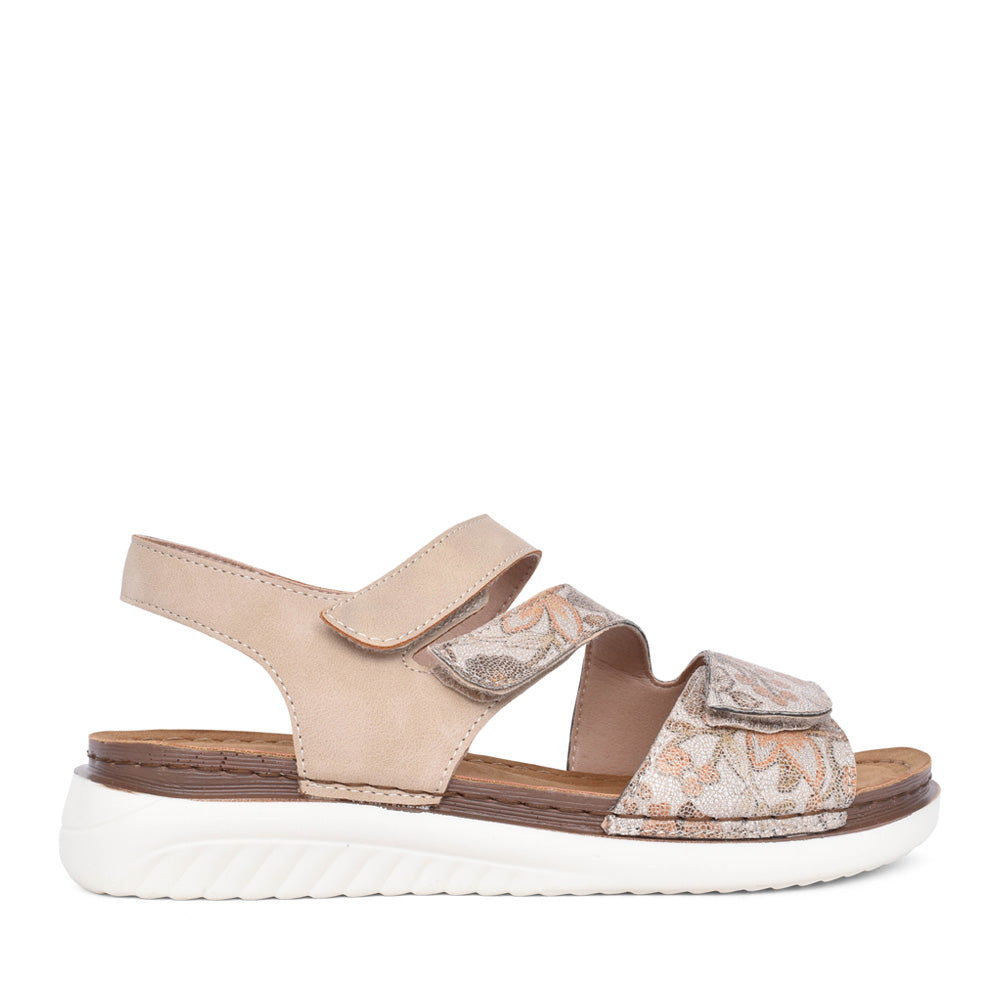 Ladies Bluebell Velcro Sandal In Beige