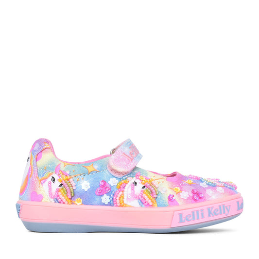 Girls Lk4154 Unicorn Mary-jane Shoe In Pink Multi
