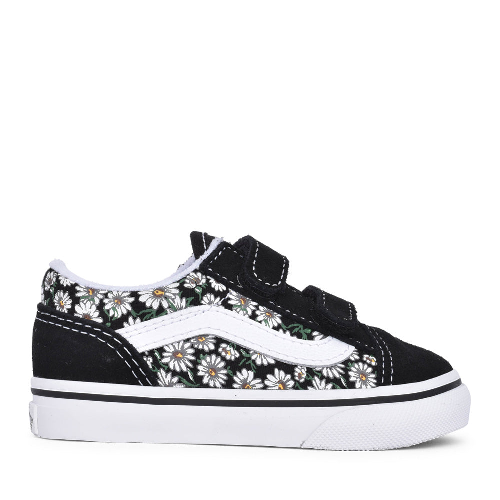 Girls Old Skool V Toddler Velcro Shoe In Black Multi