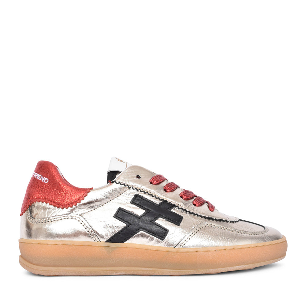 Ladies A032 5878 Laced Trainer In Platino