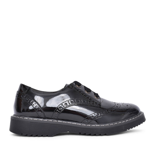 Girls Impulsive W-fit Laced Brogue In Blk Patent