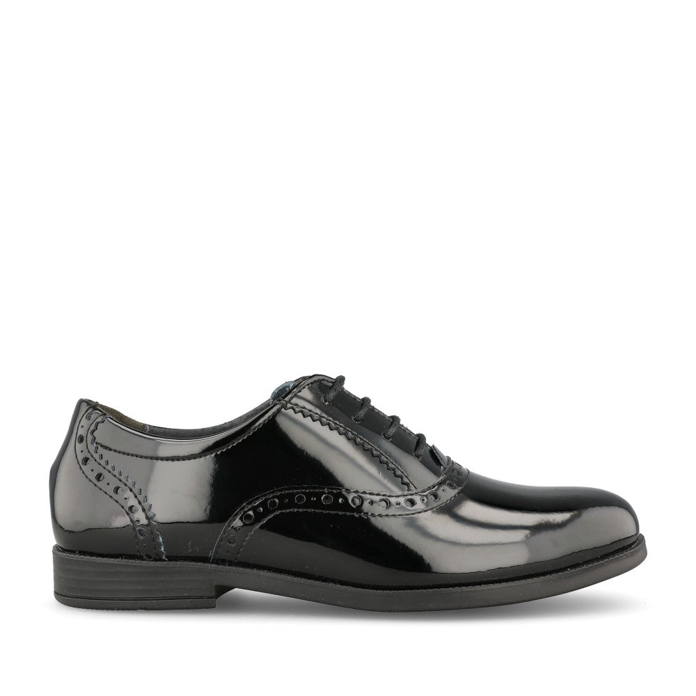 Girls Hermione Black Patent Laced Brogue In Kids F Fit