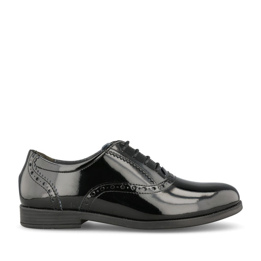 Girls Hermione Black Patent Laced Brogue In Kids F Fit