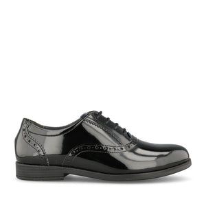 Girls Hermione Black Patent Laced Brogue In Kids G Fit