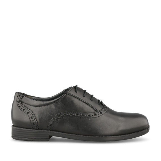 Girls Hermione Black Leather Laced Brogue In Kids F Fit
