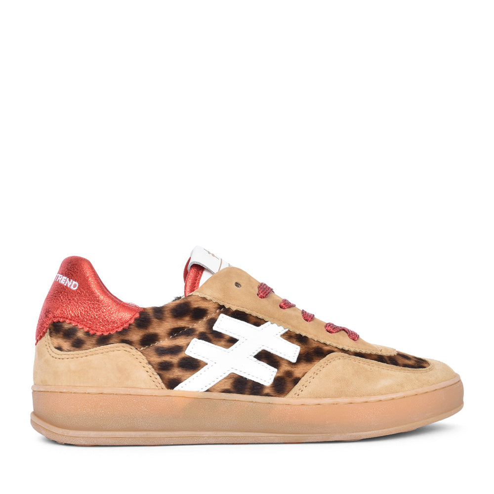 Ladies A032 7902 Laced Trainer In Camel