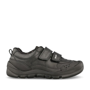Boys Trooper Black Leather Velcro Shoe In Kids F Fit