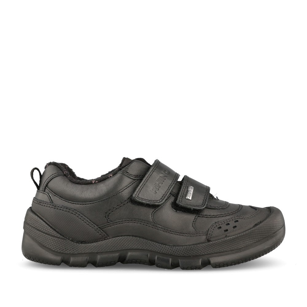 Boys Trooper Black Leather Velcro Shoe In Kids G Fit