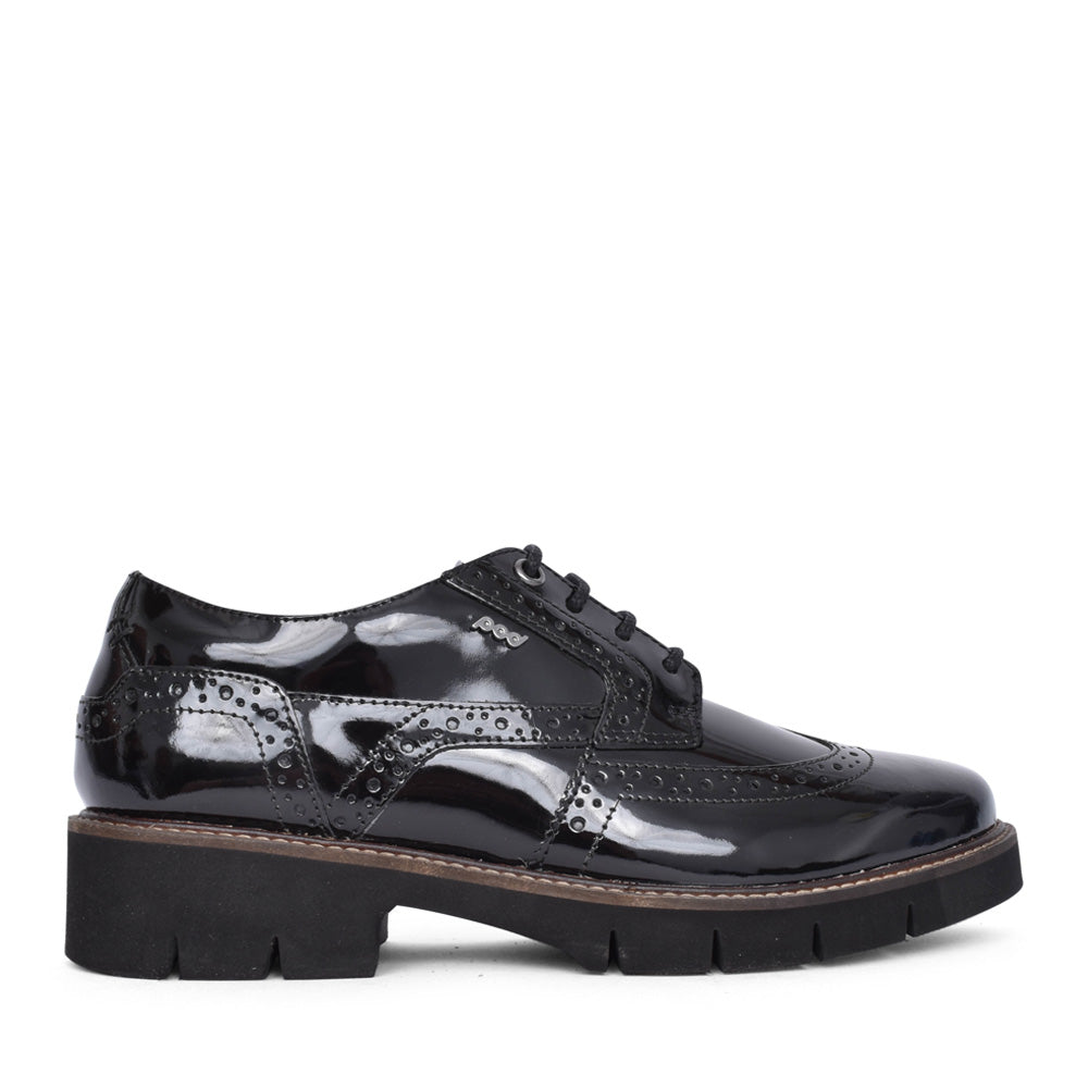 Girls Kacey Laced Brogue In Blk Patent