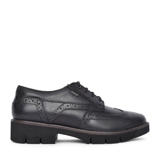 Girls Kacey Laced Brogue In Blk Leather