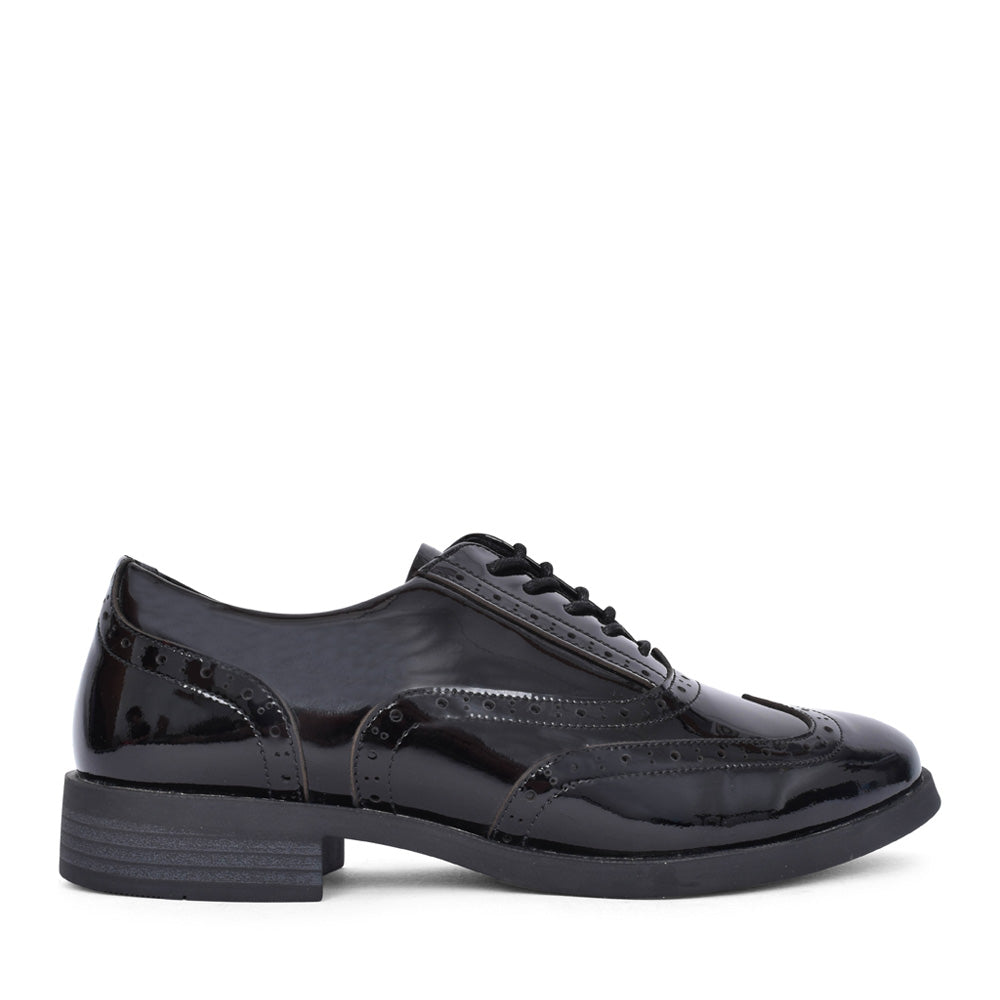 Girls Swarthmore Laced Brogue In Blk Patent