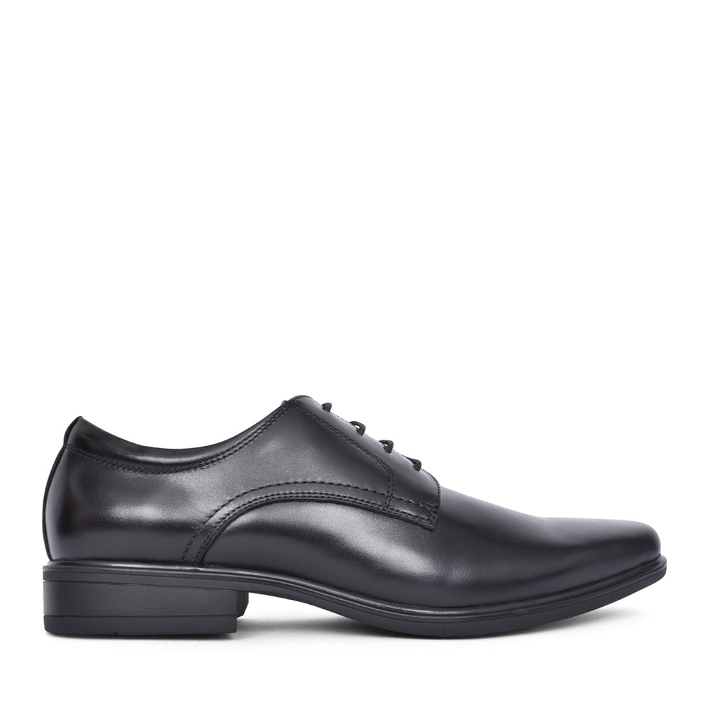 Boys Swansea Laced Shoe In Blk Leather