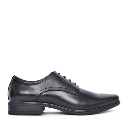 Boys Swansea Laced Shoe In Blk Leather