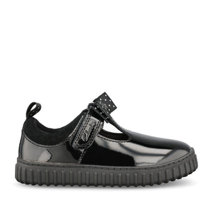 Girls Cove Bow T Black T-bar Shoe In Kids G Fit
