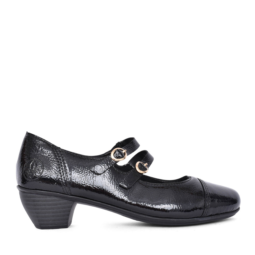 Ladies 41758 Low Heel Strap Shoe In Black