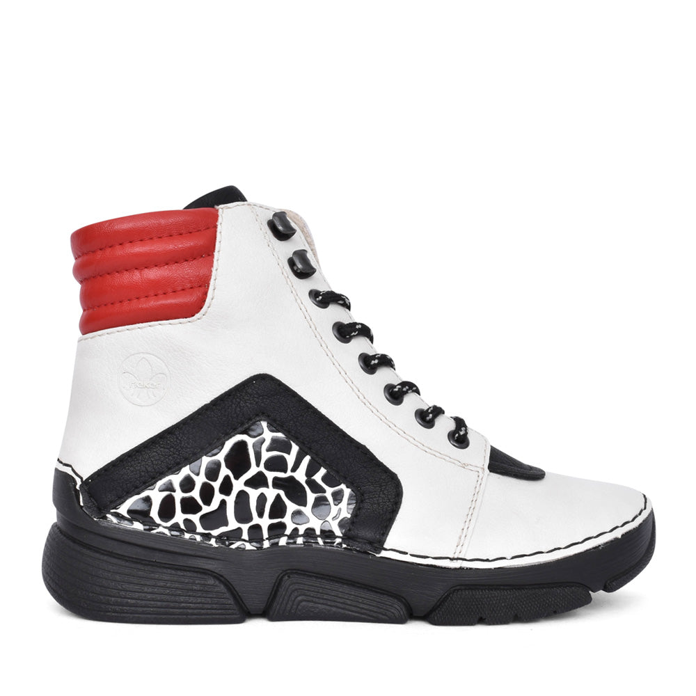 Ladies 45904 Laced Ankle Boot In White Multi