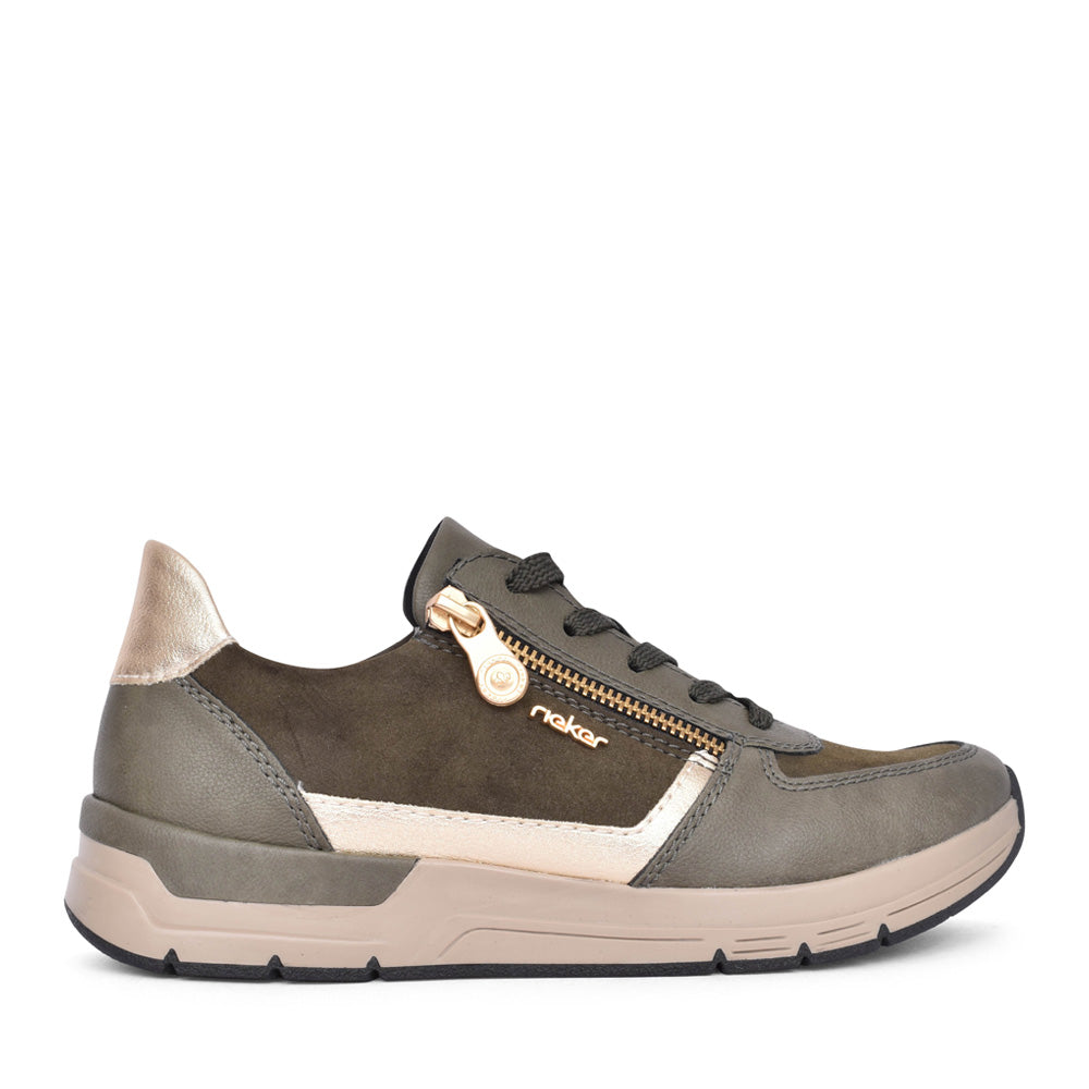 Ladies 58902 Laced Trainer In Olive