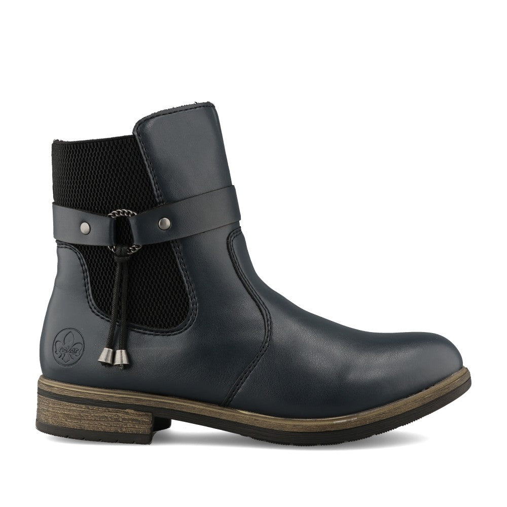 Ladies 72258 Low Heel Ankle Boot In Navy