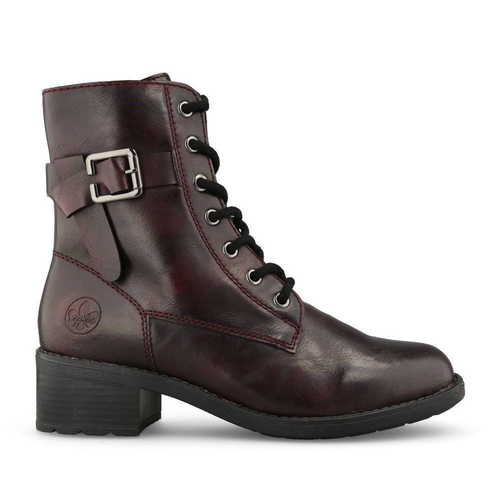 Ladies 75431 Low Heel Ankle Boot In Burgandy