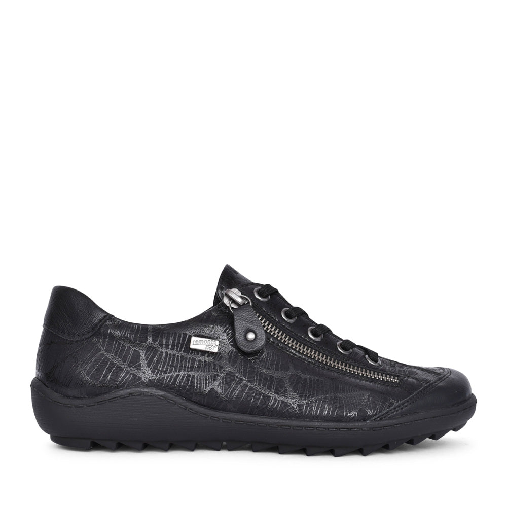 Ladies R1402 Tex Laced Trainer In Black