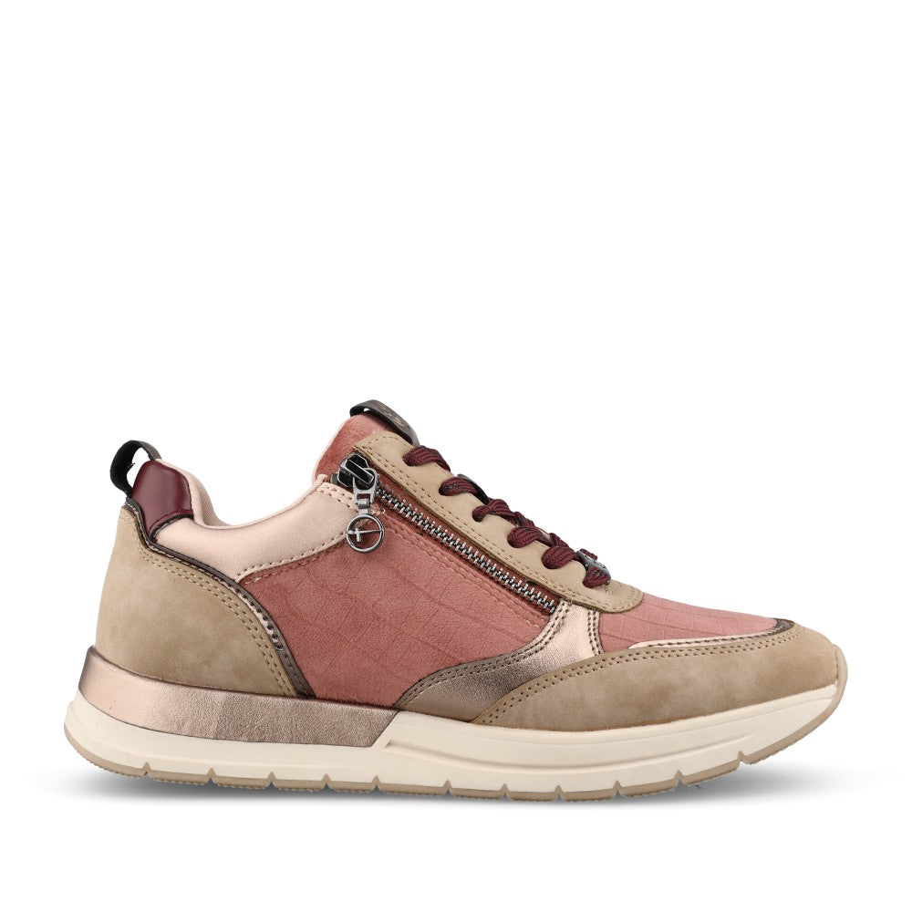 Ladies 1-23732 Laced Trainer In Rose