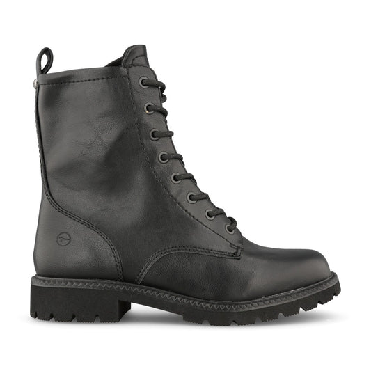 Ladies 1-25215 Low Heel Laced Ankle Boot In Black