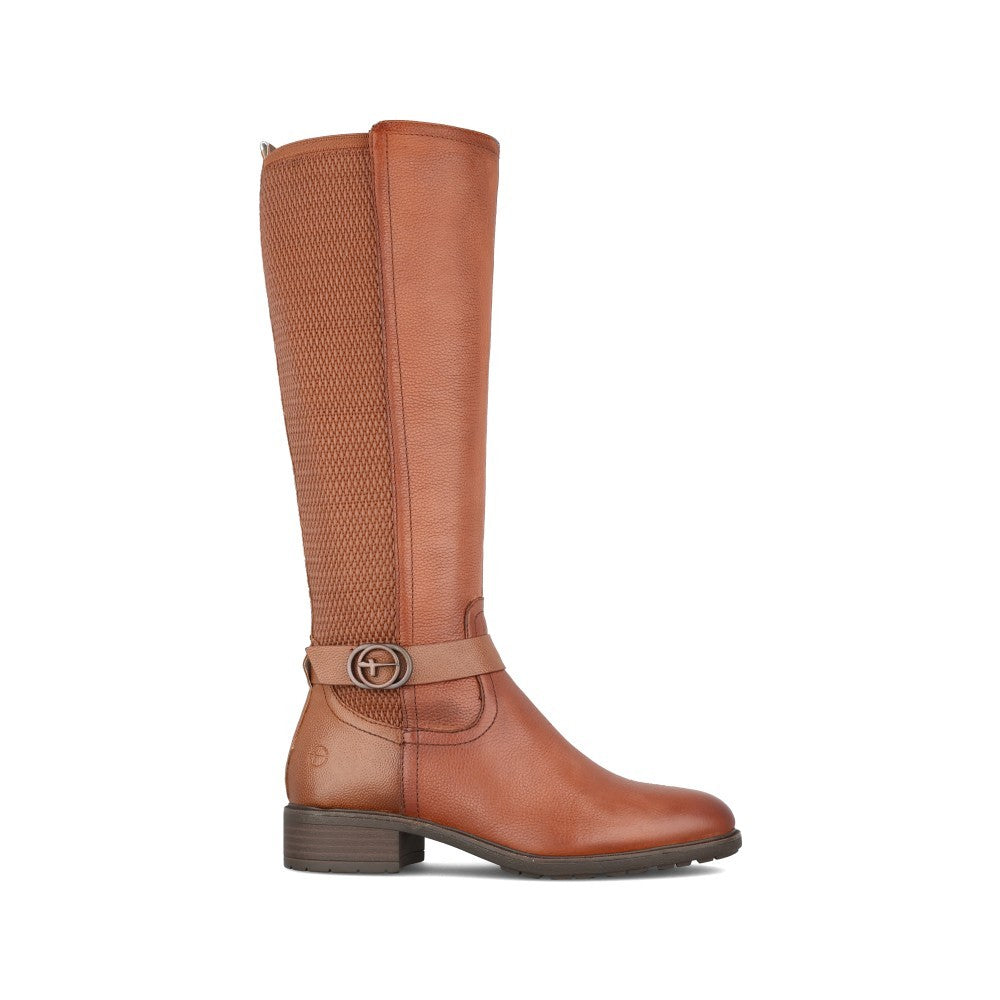 Ladies 1-25618 Low Heel Long Leg Boot In Cognac