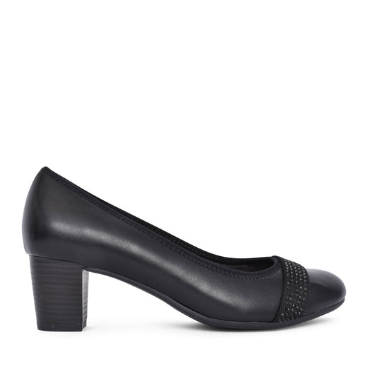 Ladies 8-22466 Medium Heel Court Shoe In Black