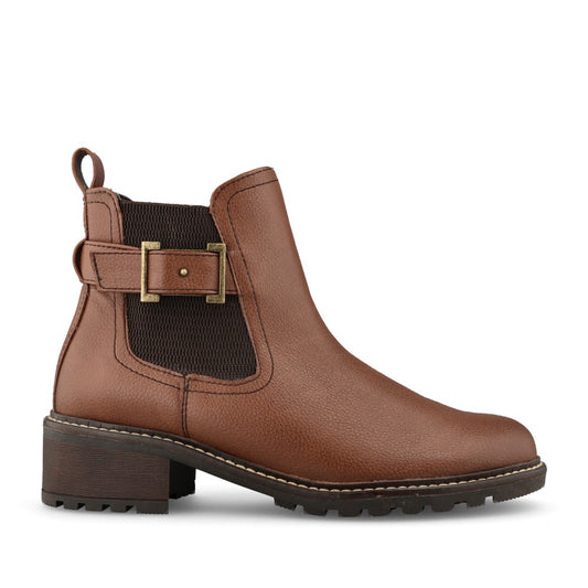 Ladies 8-25486 Low Heel Ankle Boot In Cognac