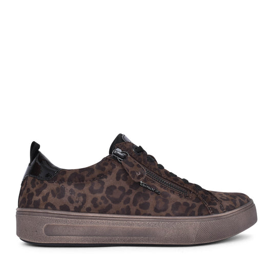 Ladies 8-83707 Laced Trainer In Leopard