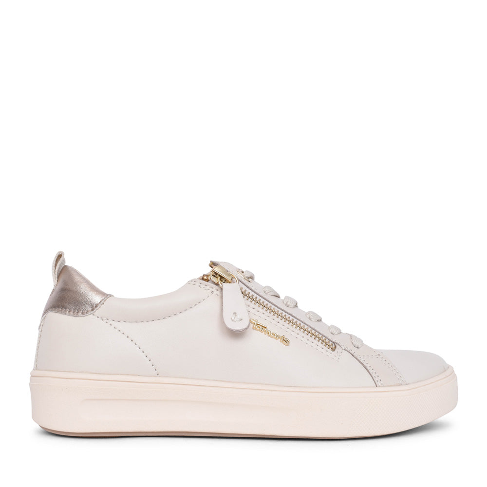 Ladies 8-83707 Laced Trainer In Off White