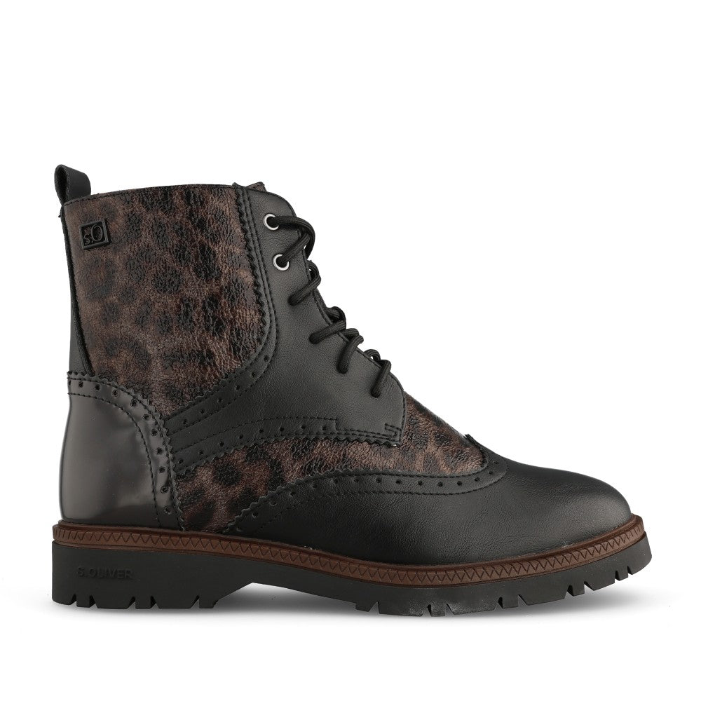 Ladies 5-25232 Laced Ankle Boot In Leopard