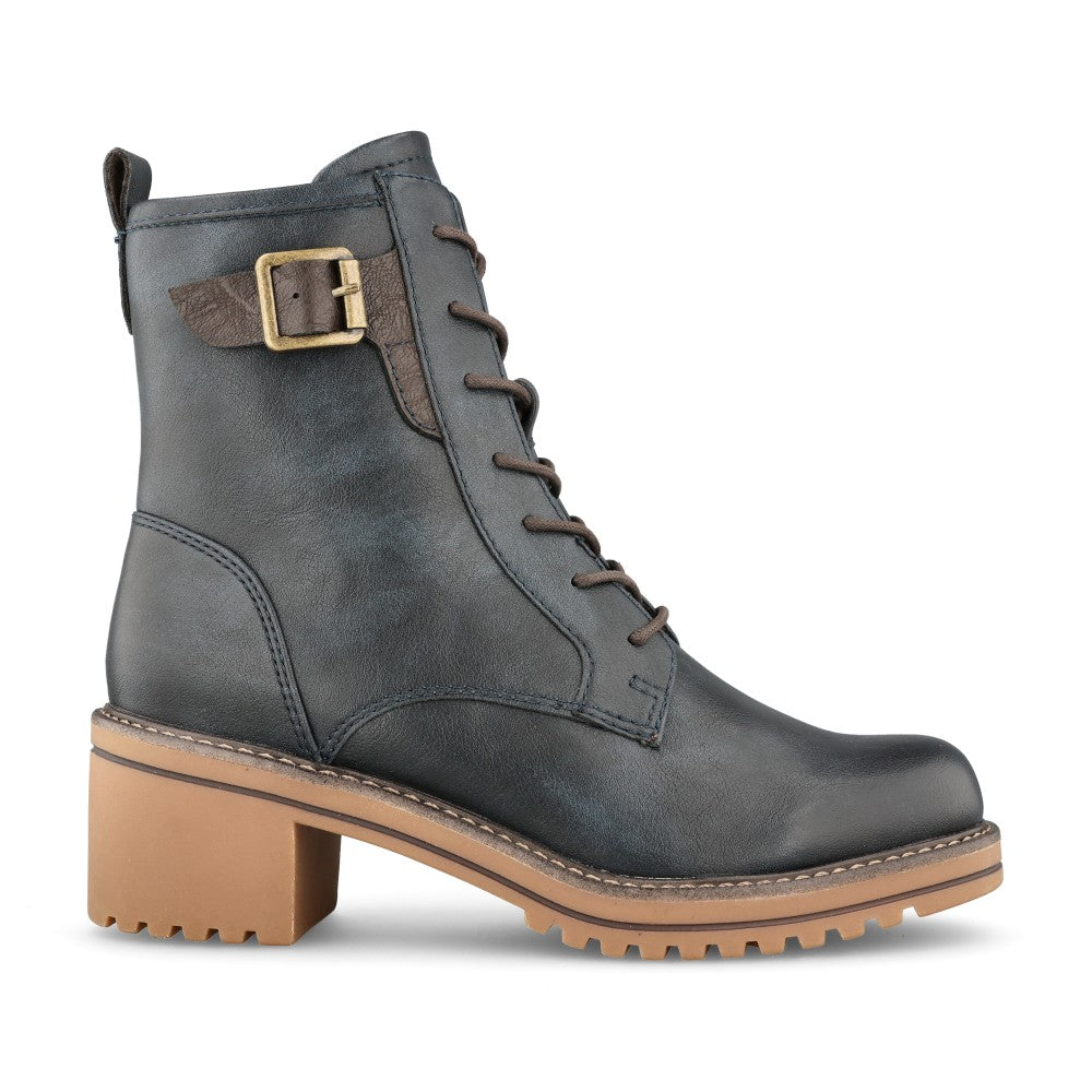 Ladies 2-25213 Laced Ankle Boot In Navy