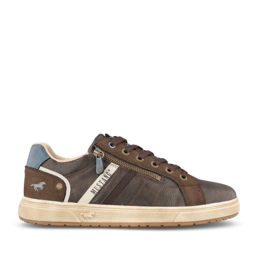 Mens 61002 Laced Trainer In Mocha