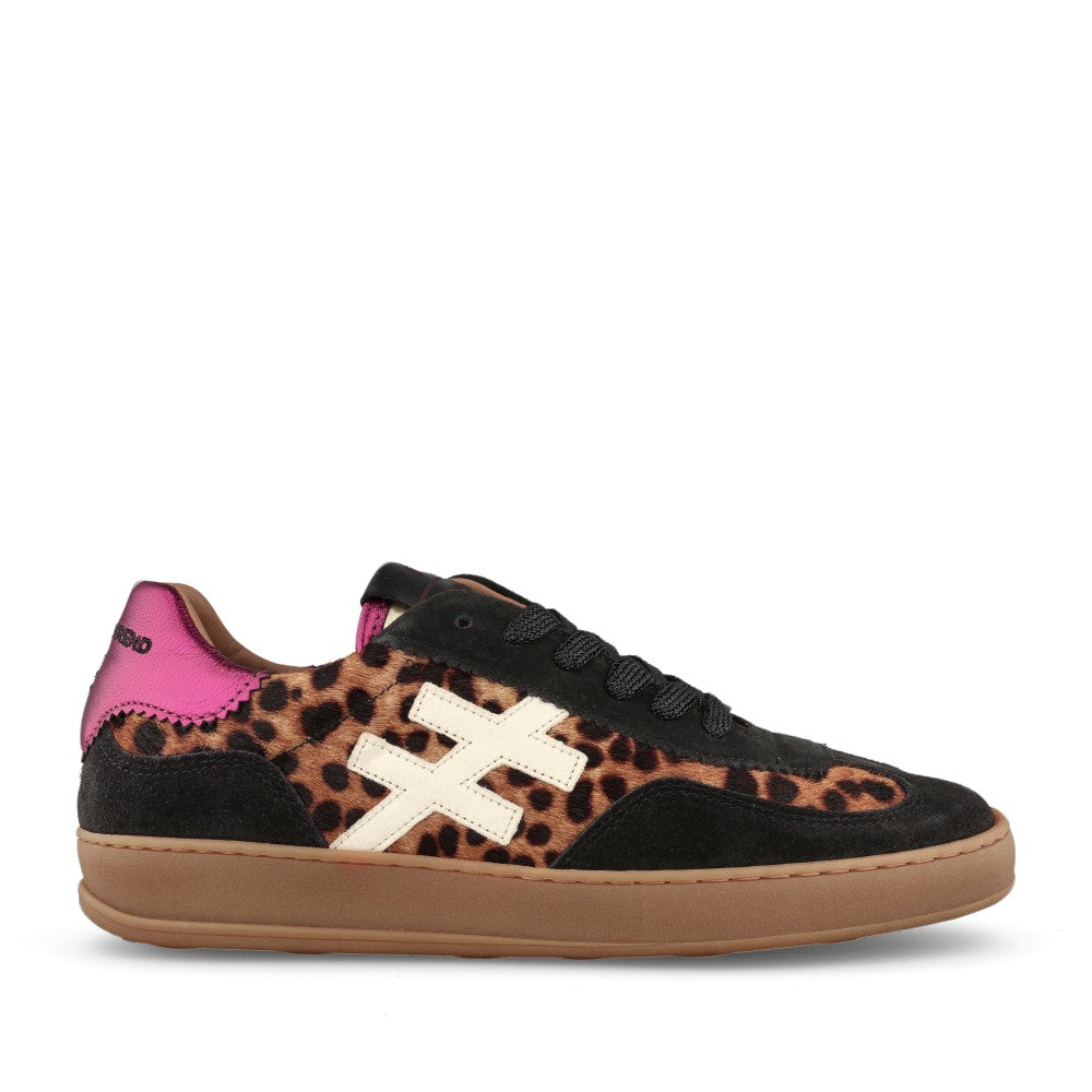 Ladies A032 W4a3 Laced Trainer In Leopard