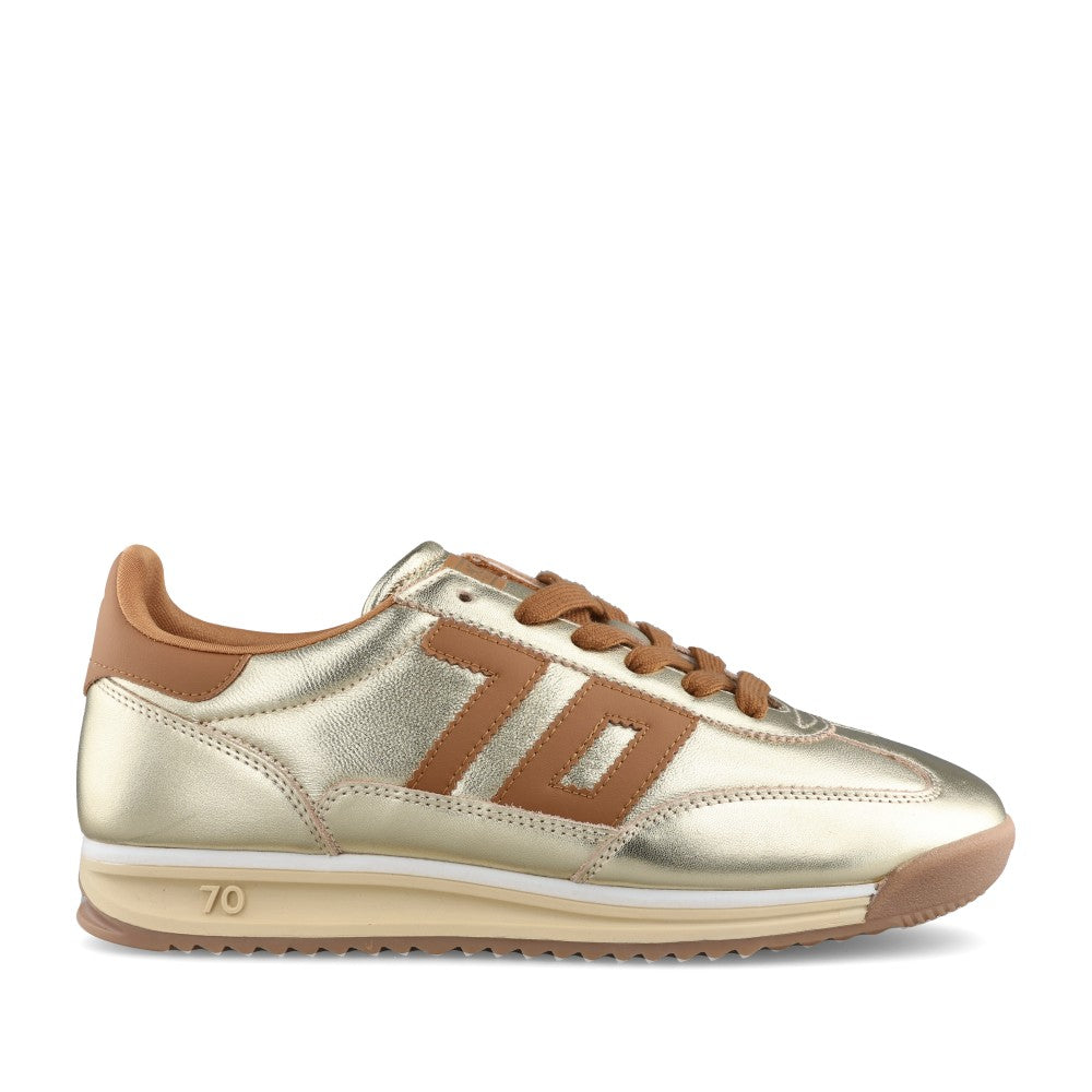 Ladies Jogger Nm44 Laced Trainer In Gold