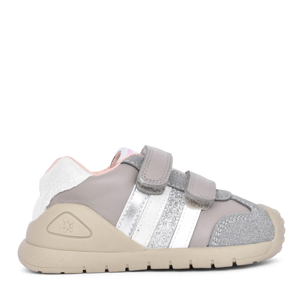 Girls 251129 Double Velcro Shoe In Grey
